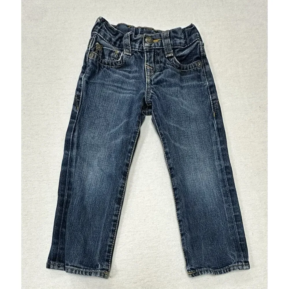 True Religion Jeans Girls Size 3 Toddler Distressed Fashion Wide Leg